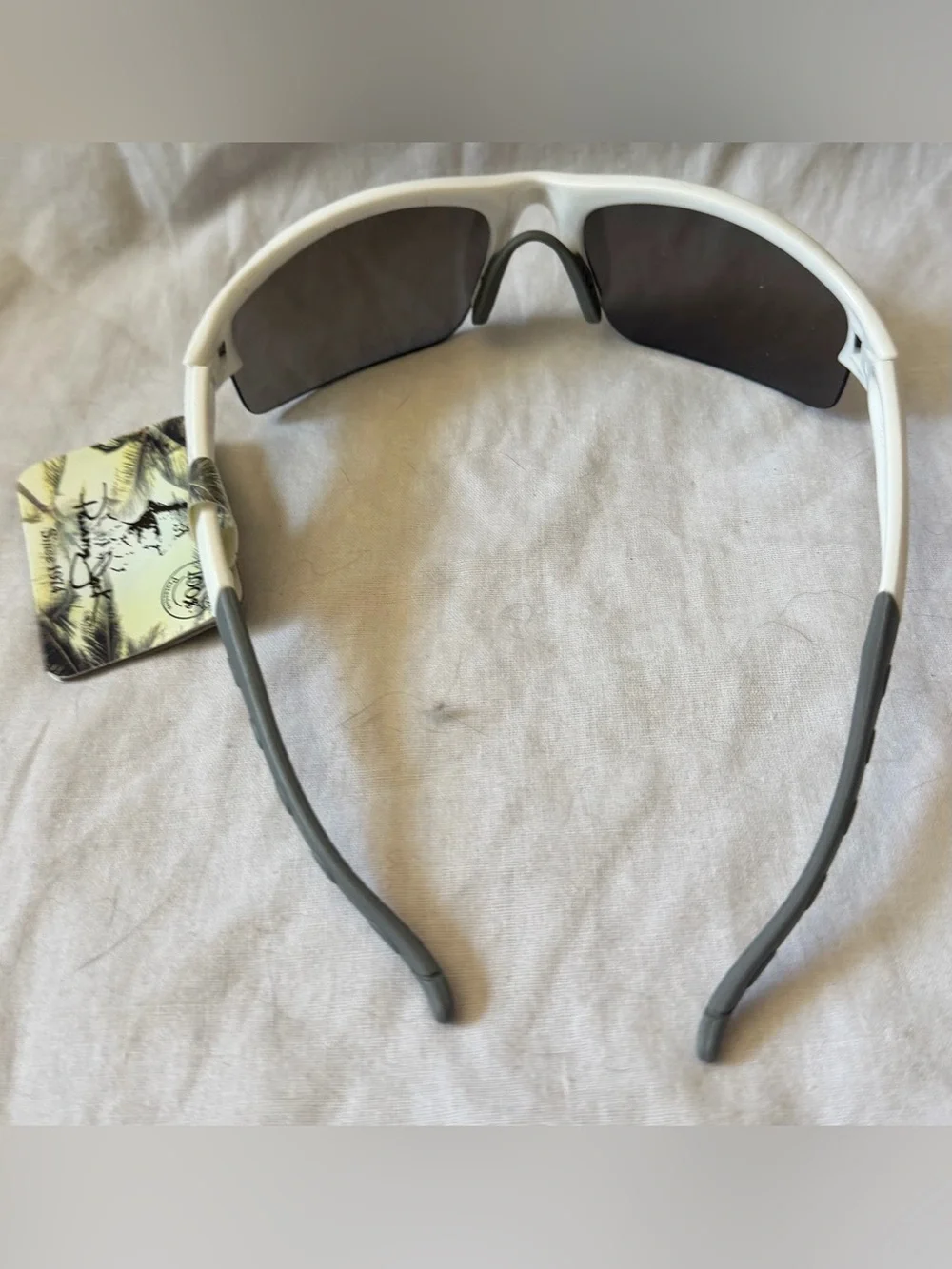 Panama Jack Island White & Gray Unisex Sport Wrap Sunglasses Blue Mirror Lens